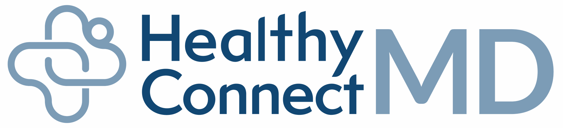 Healthy Connect MD logo on black background.